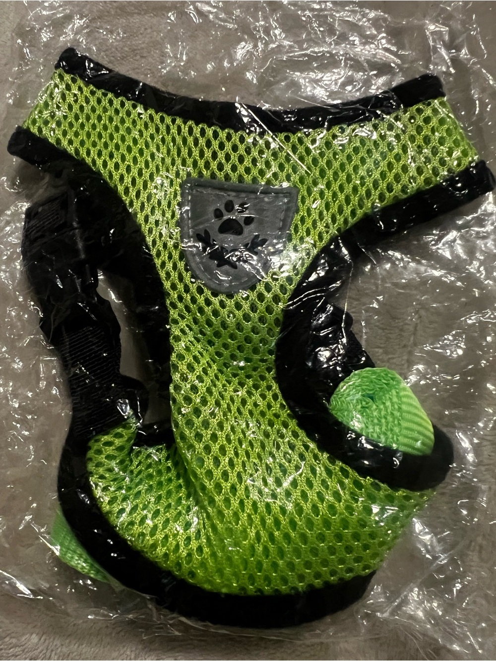 NWT Dog Harness Neon Green  Mesh  with Paw Patch